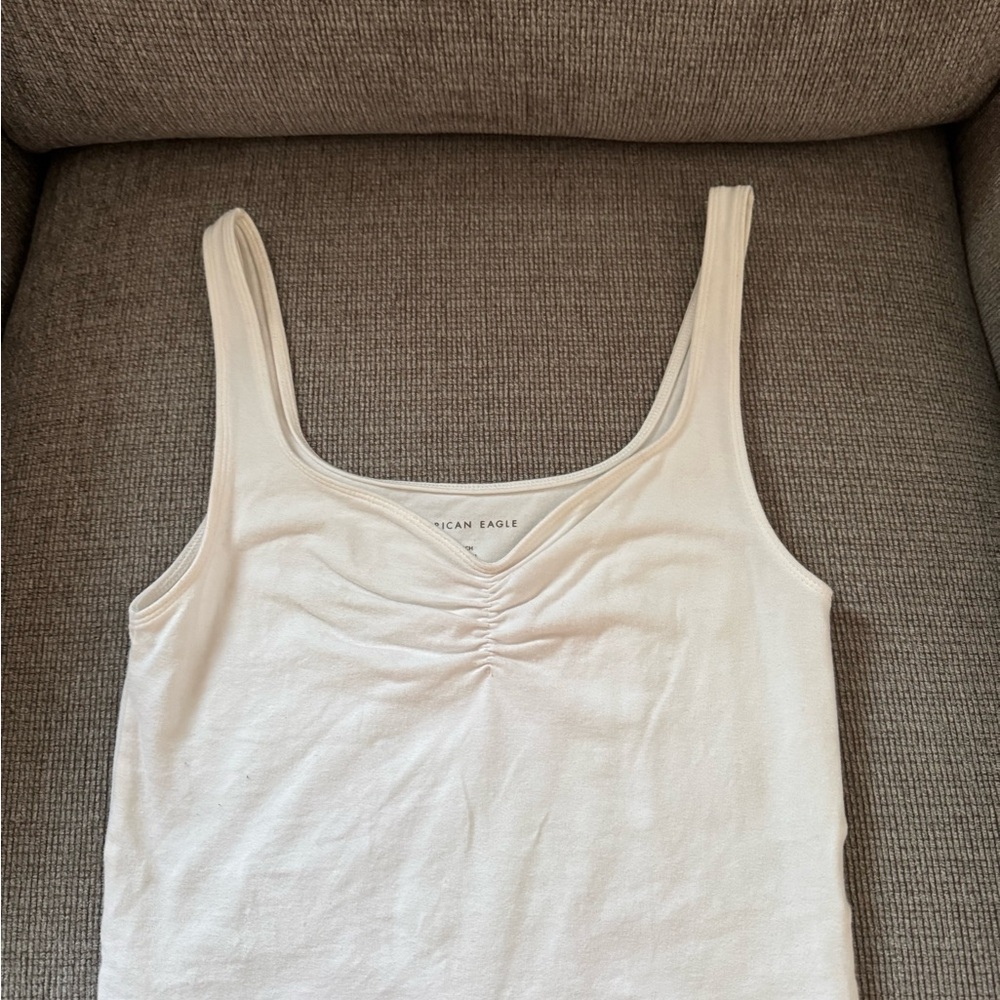 American Eagle White Crop Top Tank Top